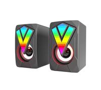 Haut-parleurs de bureau - Audio d'ordinateur multimédia en pouces lumineux, système audio de bureau LED alimenté par USB, haut-parleur haute fidélité longue queue pour le streaming de jeux, le tra