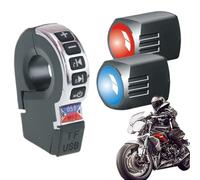 Haut-parleurs de guidon de moto 6,3 cm - Stéréo étanche | Audio alimenté par amplificateur, fonction klaxon, lecture de carte TF, chargement USB, montage sur guidon pour scooter, vélo, voiture audio