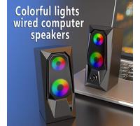 Haut-parleurs d'ordinateur avec contrôle du volume, stéréo 2.0, éclairage RGB, Plug and Play, alimentation USB, entrée auxiliaire 3,5 mm, pour