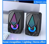 Haut-parleurs d'ordinateur filaires USB Colonne de haut-parleurs Bluetooth Subwoofer Haut-parleur multimédia Haut-parleur pour ordinateur portable Téléphone de bureau, 2.0 Bluetooth Ver