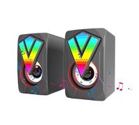 Haut-parleurs d'ordinateur - USB filaire, haut-parleur multimédia de bureau lumineux, éclairage LED , haut-parleur audio haute fidélité pour PC 2.0 canaux, design compact pour la configuration