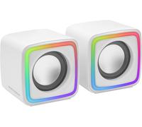 Haut-parleurs Gaming Compacts 8W, Son DSP Spatial, Éclairage RGB Active-Flow, Boîtier de Contrôle, Connexion USB + Jack 3.5mm, Blanc