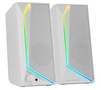 Mars Gaming Haut-parleurs MS72 – 15W RGB Flow, 2 drivers actifs, DSP, USB & jack 3.5 mm, Blanc