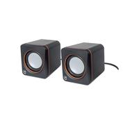 Haut-parleurs Manhattan 161435 Noir 2.0 USB 6W RMS, 90-20000Hz, Impédance 4 Ohm, connecteur 3.5mm, câbles USB inclus, 90x90x82.5mm