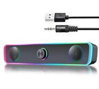Haut-parleurs PC, haut-parleurs usb pour ordinateur de bureau, barre de son de jeu avec lumière RVB, connexion Bluetooth&USB, haut-parleur filaire 3,5 mm pour moniteur, ordinateur portable, PC