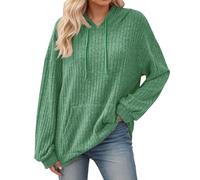 Haut pour femme à manches longues, pull côtelé, vêtements décontractés, doux, confortable, chaud, vêtements d'extérieur pour l'hiver, printemps, veste de transition doublée pour femme, vert, M