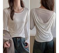 Haut pour femme Manches Longues Mesh pour slim Fit Viscose Haut | Tissu en viscose douce, toucher soyeux, idéal pour un confort quotidien et une bonne respirabilité(White XL)