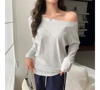 Haut pour Femme Manches Longues pour Slim Fit Polyester Doux | polyester, texture lisse, élasticité modérée pour un ajustement parfait gêne(Light gray L)