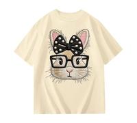 Haut pour Fille imprimé Lapin Mignon à et nœud Version été décontractée pièce Essentielle pour Garder Le Style enfantin (Beige, 11-12 Years) #218