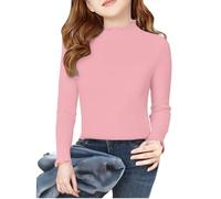 Haut pour fille Taille 5 Décontracté Western Edge Couleur unie T-shirt à manches longues Base Shirt Top Thermique Filles (Rose, 6-7 ans)