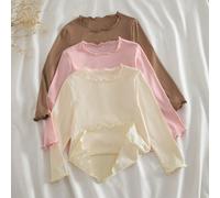 Haut pull-over à manches longues col rond en tricot doux couleur unie pour jeune fille enfant bleu orange automne pièces 6Y,7Y,4Y,5YUnicoloreTricot côtelé