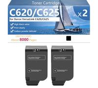 Haut Rendement C620/C625 Cartouche de Toner de Remplacement pour Xerox VersaLink C620 C625 Imprimantes, Nette et Durable,Black-2 Pack