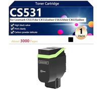 Haut Rendement CS531 Cartouche de Toner Compatible pour Lexmark CS531dw CX532adwe CS632dwe CX635adwe Imprimantes, Nette et Durable,Black-1 Pack