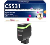 Haut Rendement CS531 Cartouche de Toner Compatible pour Lexmark CS531dw CX532adwe CS632dwe CX635adwe Imprimantes, Nette et Durable,Magenta-1 Pack