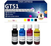 Haut Rendement GT51 Bouteille d'encre de Rechange pour HP Réservoir d'encre 115 116 10 311 315 316 318 319 410 411 412 415 416 418 419 Imprimantes, Claires et Durables,BCMY-1 Pack