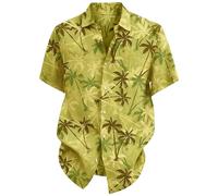 Haut respirant à manches longues pour homme | Chemise de plage à manches courtes en coton ample décontracté pour l'été et les vacances, jaune, XL