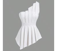 Haut sans bretelles blanc structuré 3D simple et élégant pour femme, convient pour un usage quotidien, les vacances, la plage, une rencontre, un mariage / une fiançaille, un concert / un festival rave
