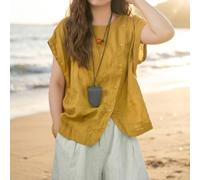 Haut sans manches en lin pour femme, couleur unie, boutonné, coupe ample, cache-maillot de plage, gilet d'été M-XXXL