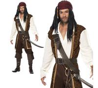 Haut Seas Hommes Déguisement Pirate Adulte Jack Sparrow Flibustière Capitaine