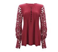 Haut Sexy Dentelle Femme Sexy en maille à manches longues Transparent Respirante Élégant Blouse Chemisier Col V Renaissance Léger Y2k avec Superposition Pullover Tunique Pour Clubwear Et Fête