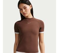 Haut slim à manches courtes Nike pour femme Light Chocolate L (FR 46-48)