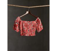 Superdry Kala Smocked Top Rouge L Femme