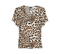 VERO MODA Vmeasy Joy Col V SS Blouse WVN GA Top, Tan/AOP : léopard, S Femme