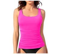 Haut Tankini pour Femme Haut de Maillot de bain avec contrôle du ventre Haut de Bikini Haut de Maillot de Bain Push-up Sexy Haut de Maillot de Bain avec Rembourrage Amovible et Bretelles réglables