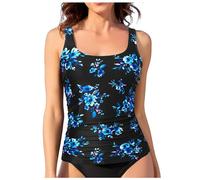 Haut tankini pour femme - Haut de maillot de bain avec contrôle du ventre - Haut sans bas - Haut de bain modeste sans bas, A-bleu ciel., XXL