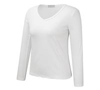 Haut thermique à manches longues et col en V pour femme - Sous-vêtements légers sans couture - Coupe ajustée - Couleur unie - T-shirt classique polyvalent - Chemisier haute élasticité pour l'automne