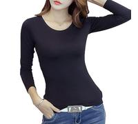 Haut Thermique Col Rond Col Roulé Femme Maillot de Corps à Manches Longues sous-Vêtements Chaud T-Shirt Automne Hiver Tee Shirt Longshirts pour Sports Ski Running