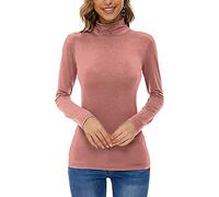 Haut Thermique Femme Col U T Shirt Thermiques Cotton à Manches Longues sous Pull Hiver Chaud Tee Shirt Thermolactyl Casual Couleur Unie S-XXL