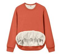 Haut thermique pour femme - Doublure en polaire épaisse - Uni - Manches longues - Col rond - Pour l'automne et l'hiver - Sous-vêtements chauds en peluche - Pour le sport, la maison, la salle de sport