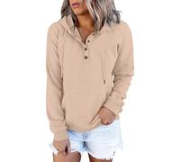 Haut thermique pour femme - Sweat-shirt surdimensionné à manches longues et col rond - Vêtements d'automne pour la vie quotidienne - Cadeaux de Noël, kaki, S
