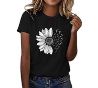 Haut Tournesol Femme, Grande Taille, Manches Courtes, Imprimé Graphique, Décontracté, Confortable, Parfait pour L’été, Top Ensoleillé