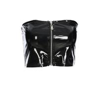 Haut tube brillant pour femme, haut tube court sans bretelles métallique sexy, débardeur à fermeture éclair sur le devant pour tenue de club de fête, débardeur basique décontracté extensible danse