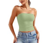 Haut Tube Femme Lot de 2 Ajusté et Court Style Y2K et Classique Bustier sans Bretelles pour l'Été Haut court sexy de couleur unie pour femme, sans bretelles, bandeau, tube, sans manches,Confort