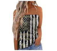 Haut tube long dos nu décontracté pour rendez-vous galant et soirée - Vêtements sans bretelles - Graphique Y2K - Épaules dénudées - Bustier d'été ample - Épaules dénudées, Vert, XL