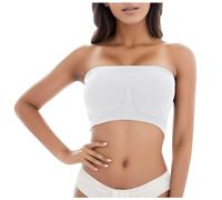 Haut tube sans bretelles pour femme avec bretelles dénudées - Haut bandeau tendance - Grande taille - Bustier mignon sans couture dos nu - Tenue de fête pour rendez-vous galant et nuit - Y2K, blanc