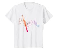 Hautbois coloré sur partition de Musique pour hautbois T-Shirt, Enfant, Blanc, 4 Ans