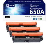 Haute Capacité 650A Cartouche de Toner de Remplacement CE270A CE271A CE272A CE273A pour HP CP5520n CP5520dn CP5520xh CP5525n CP5525dn CP5525x Imprimantes, Transparent et Durable,Black-3 Pack