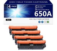 Haute Capacité 650A Cartouche de Toner de Remplacement CE270A CE271A CE272A CE273A pour HP CP5520n CP5520dn CP5520xh CP5525n CP5525dn CP5525x Imprimantes, Transparent et Durable,Black-4 Pack