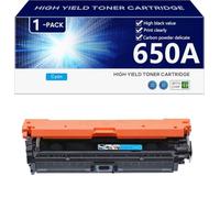 Haute Capacité 650A Cartouche de Toner de Remplacement CE270A CE271A CE272A CE273A pour HP CP5520n CP5520dn CP5520xh CP5525n CP5525dn CP5525x Imprimantes, Transparent et Durable,Cyan-1 Pack