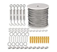 Haute capacité de charge 1 ensemble de câbles métalliques multifonctionnels de 15/30 m, câble en acier inoxydable, corde de tente, corde à linge suspendue, câble extérieur, cordes de garde-corps(30m)