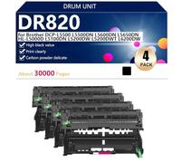 Haute Capacité DR820 Unité de Tambour de Remplacement pour Brother DCP-L5500 L5500DN L5600DN L5650DN HL-L5000D L5100DN L5200DW L5200DWT L6200DW Imprimante, Transparent et Durable,Black-4 Pack