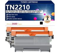 Haute Capacité TN2210 Cartouche de Toner de Remplacement pour Brother HL-2240 HL-2240D HL2270DW FAX-2940 FAX-2845 FAX-2840 DCP-7055 DCP-7060D Imprimantes, Transparente et Durable,Black-2 Pack