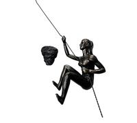 Haute Collage Sculpture murale à suspendre au mur d'une femme grimpante avec son bras droit vers le haut