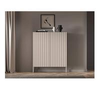 Haute commode à deux portes avec façades cannelées - DERRIVA - 100 cm - beige clair