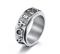Haute Couleur Argent Poli En Acier Inoxydable Egypte Oeil D’horus Ankh Croix Anneaux pour Hommes Punk Vintage Bague Rotative