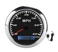 Haute de vitesse GPS universel Haute précision 0 60MPH Speed Gauge 0 9999999 Mile Odomètre avec rétro-éclairage rouge IP67 imperméable pour le bateau (Noir)